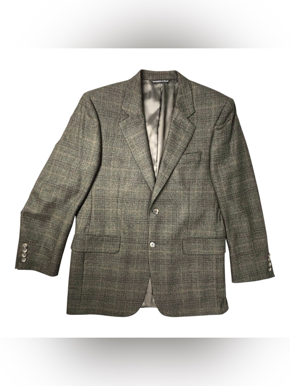 Jack Victor 40r Loro Piana Zelander Green Windowpane Wool Sport Coat Blazer